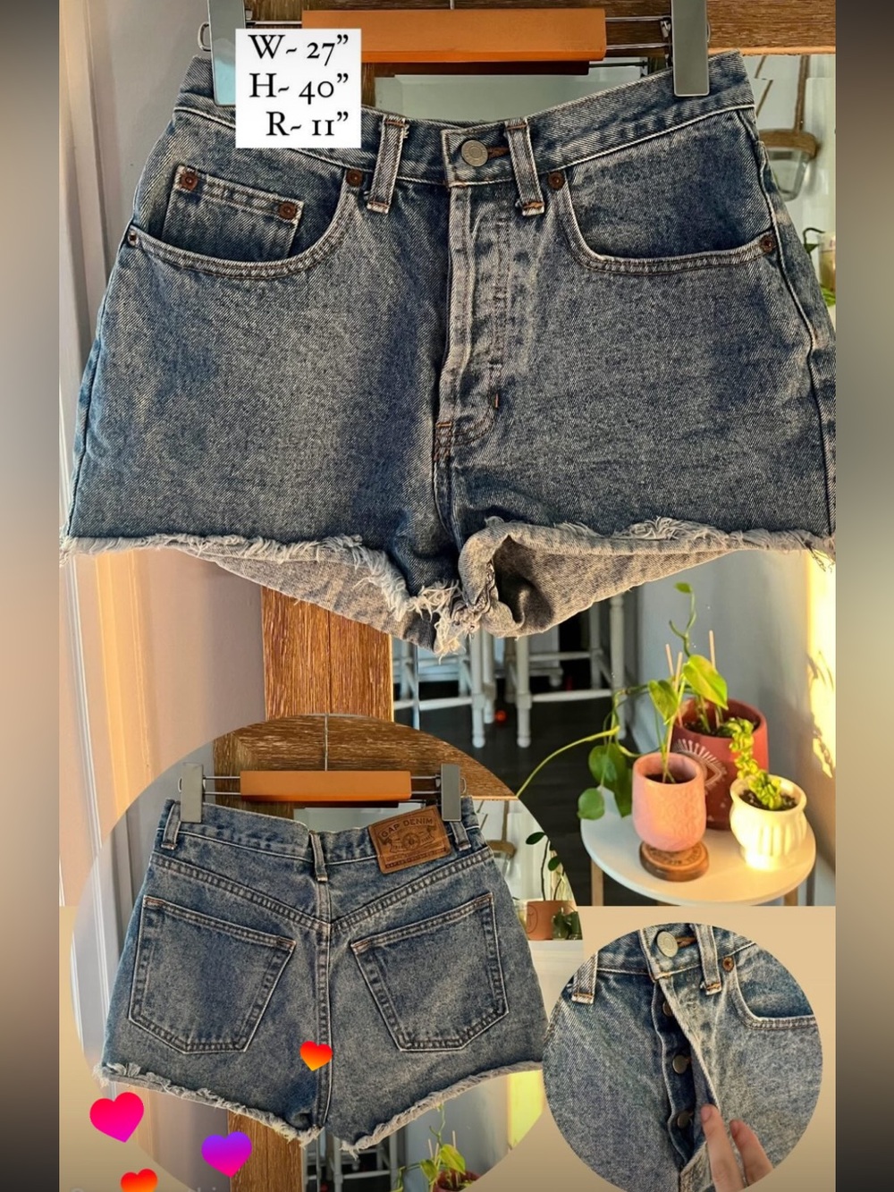 Vintage High-Rise Distressed Denim Shorts - Blue